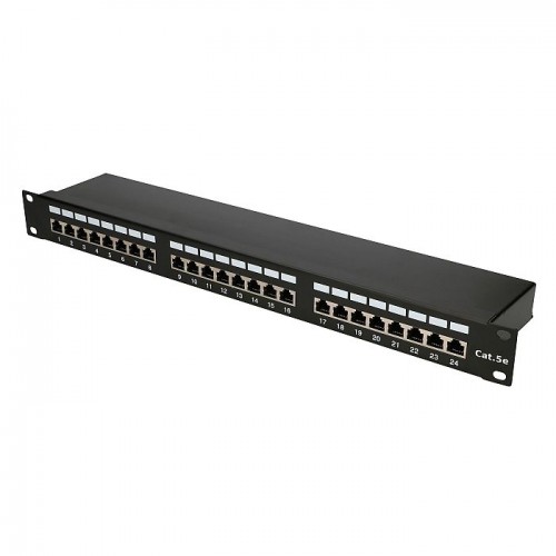 24 jungčių STP CAT5E komutacinė panelė 19" 24 jungčių STP CAT5E komutacinė panelė 19"