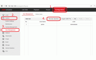 Hikvision įrenginių slaptažodžio atstatymas