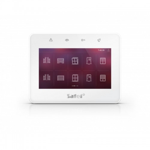 Satel klaviatūra INT-TSG2-W, Integra centralėms, 4.3" LCD lietimui jautrus ekranas, balta
