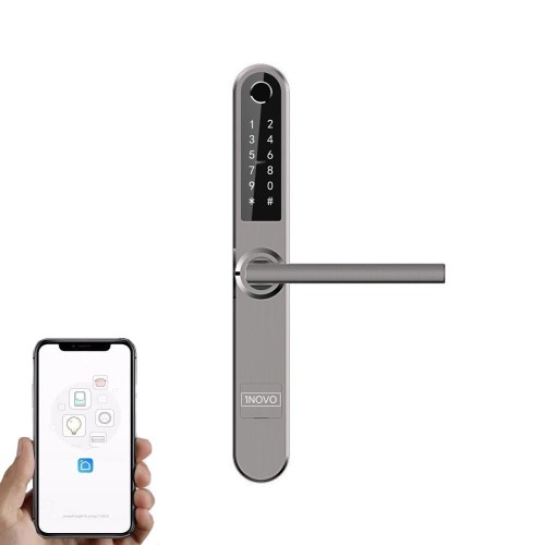 Išmanioji durų rankena iNOVO (Waterproof IP55) Bluetooth (Pilka)
