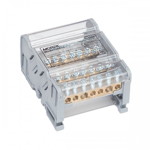 MAB100A-7 paskirstymo gnybtas 4P 2x25 + 5x6mm² Ipk=20 kA MAB100A-7 paskirstymo gnybtas 4P 2x25 + 5x6mm² Ipk=20 kA
