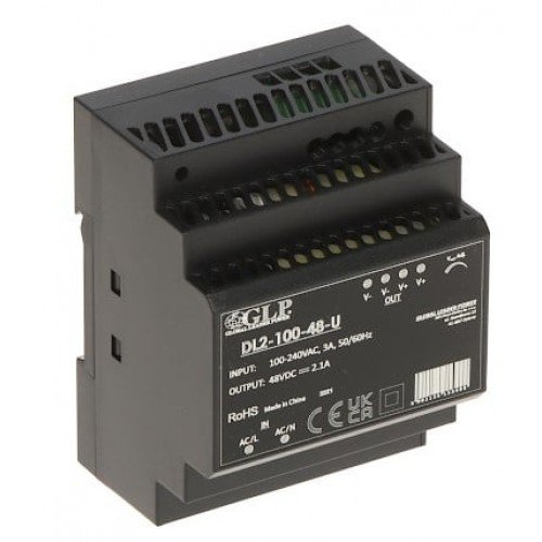 Maitinimo blokas 2.1A/48V ant DIN bėgelio DL2-100-48-U Maitinimo blokas 2.1A/48V ant DIN bėgelio DL2-100-48-U