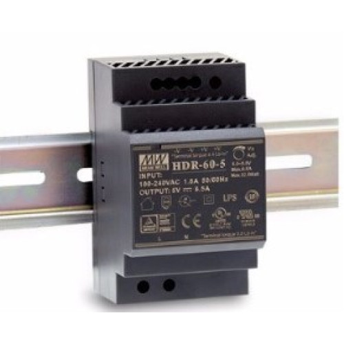 Impulsinis maitinimo šaltinis 24V 60W 2.5A, tvirtinamas ant DIN bėgio, MEAN WELL, HDR-60-24