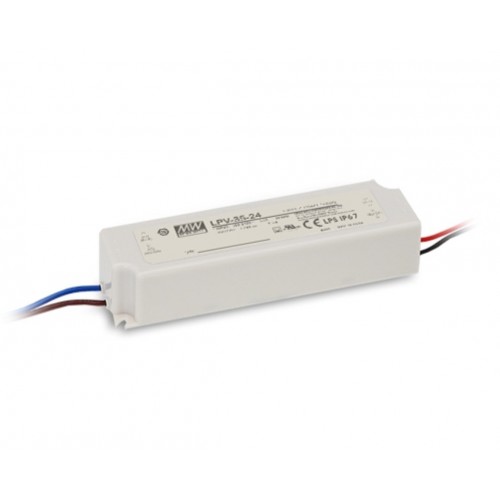 Impulsinis maitinimo šaltinis LED 24V 36W 1.5A, IP67, MEAN WELL LPV-35-24 Impulsinis maitinimo šaltinis LED 24V 36W 1.5A, IP67, MEAN WELL LPV-35-24
