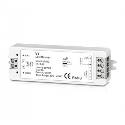 1 kanalo LED juostų valdiklis LUXSONN 8A push-dim (5-36V, 192W)
