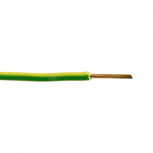 Lietkabelis H07V-U (YDY) 1x1.5 mm2 vienagyslis laidas (monolitinis, geltonas / žalias, 1 m)