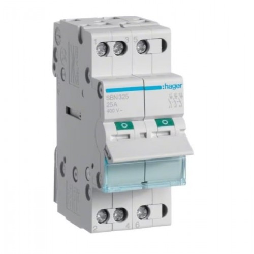 Modulinis jungiklis Hager SBN325 (2 mod, 25A, 3P) Modulinis jungiklis Hager SBN325 (2 mod, 25A, 3P)