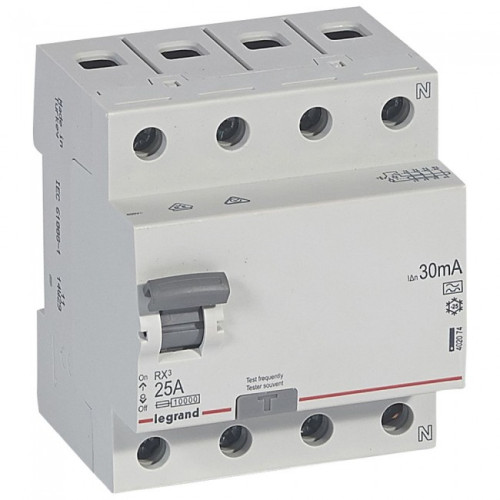 Srovės nuotekio relė Legrand 402074 (A, 25A, 4P, 30mA, 400V)