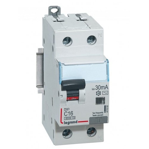 Automatinis jungiklis su srovės nuotekio rėle Legrand 411002 (16A, 1P+N, 230V, 30mA, 30mA)