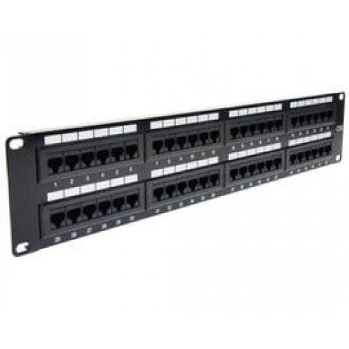 Komutacinė panelė 19' 2U UTP 48 prievadai, 5e cat Komutacinė panelė 19' 2U UTP 48 prievadai, 5e cat