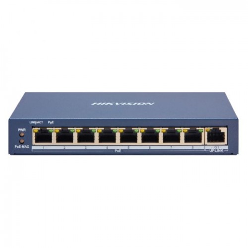 9 prievadų, 8 PoE prievadų komutatorius Hikvision DS-3E1309P-EI 9 prievadų, 8 PoE prievadų komutatorius Hikvision DS-3E1309P-EI