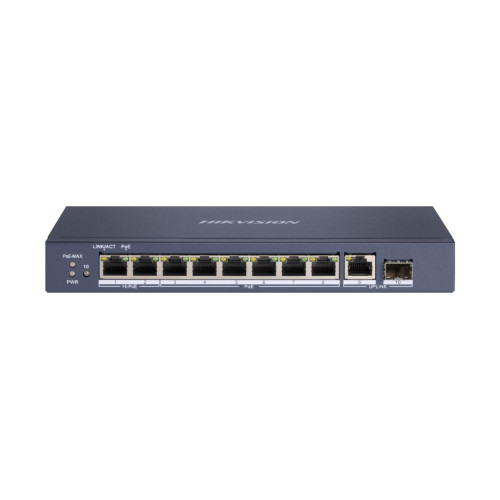 10 prievadų, 8 PoE prievadų komutatorius Hikvision DS-3E0510HP-E