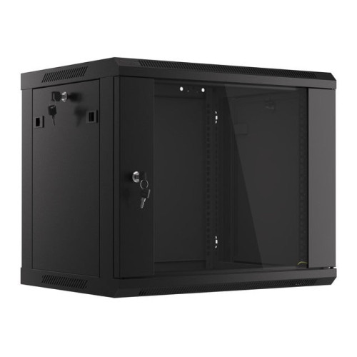 Komutacinė spinta 19' pakabinama 9U 600x450x501 (juoda, surinkta)