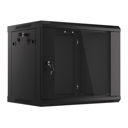 Komutacinė spinta 19' pakabinama 9U 600x450x501 (juoda, surinkta)