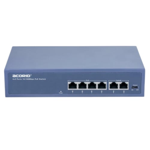 6 prievadų komutatorius Acorid CS1106P (4 PoE, 2 Uplink) 6 prievadų komutatorius Acorid CS1106P (4 PoE, 2 Uplink)