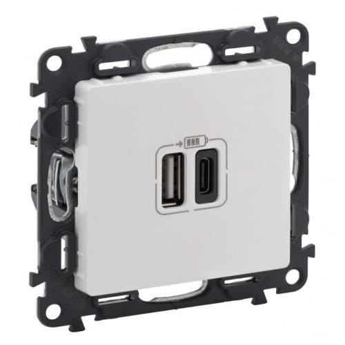 USB dvigubas C + A tipo kištukinis lizdas Valena Life Legrand 753106 USB dvigubas C + A tipo kištukinis lizdas Valena Life Legrand 753106