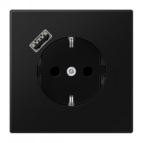 Kištukinis lizdas su USB JUNG LS1520-18ASWM (juodas, matinis, 16A/250V) Kištukinis lizdas su USB JUNG LS1520-18ASWM (juodas, matinis, 16A/250V)