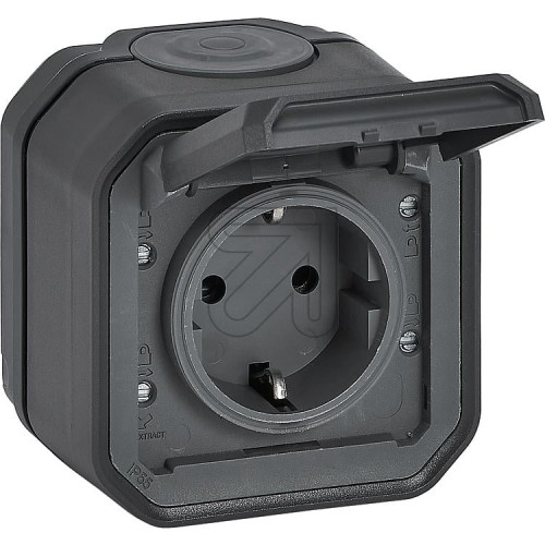 Virštinkinis 1vt. kištukinis lizdas Plexo Legrand 069799L (IP55, juodas, su įžeminimu) Virštinkinis 1vt. kištukinis lizdas Plexo Legrand 069799L (IP55, juodas, su įžeminimu)