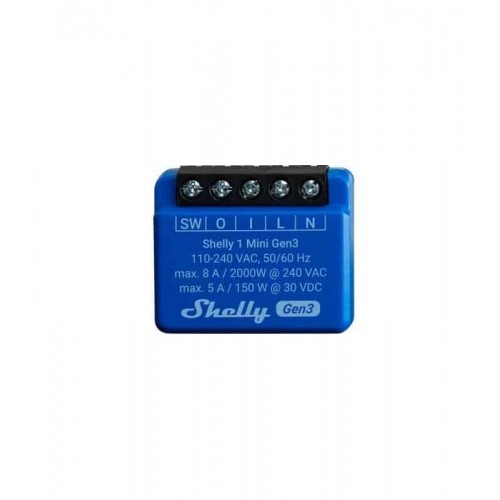 Wi-Fi valdoma relė Shelly Mini 1 Gen3 (8A , 110-240 VAC, 5A 30 VDC)