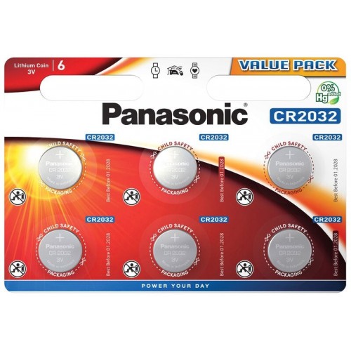Baterija Panasonic Lithium CR2032 (6 vnt.) Baterija Panasonic Lithium CR2032 (6 vnt.)