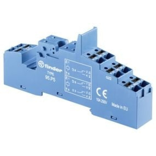 Lizdas su push-in kontaktais plastikinis laikiklis relėms 40 serijos ant DIN bėgelio Finder 95P5SPA Lizdas su push-in kontaktais plastikinis laikiklis relėms 40 serijos ant DIN bėgelio Finder 95P5SPA