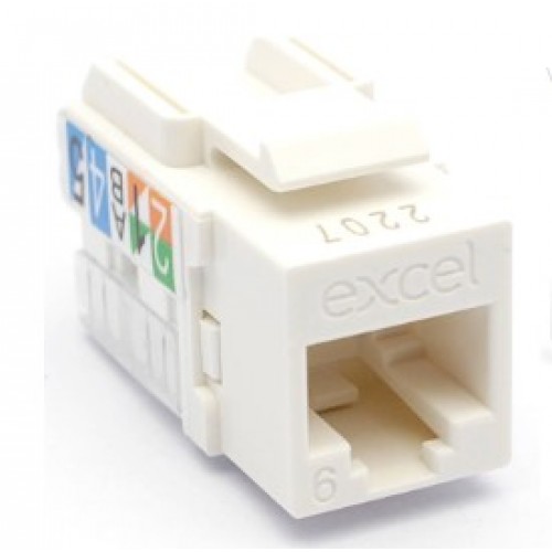 Lizdas EXCEL 100-011 RJ45 (Baltas, Cat6, UTP, keystone) Lizdas EXCEL 100-011 RJ45 (Baltas, Cat6, UTP, keystone)