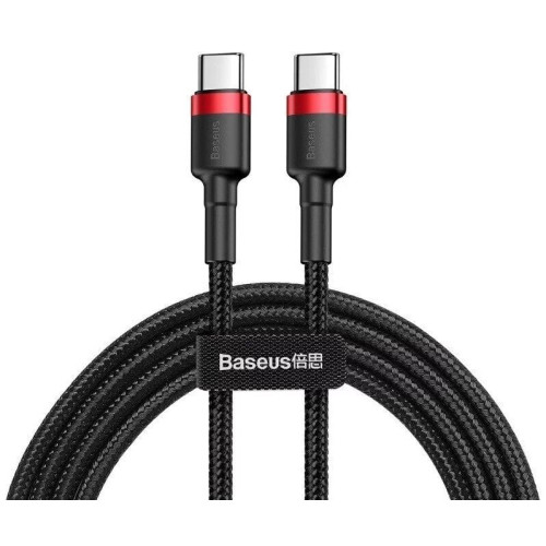 Kabelis USB C - USB C BASEUS CATKLF-G91 (1.0m, QC3.0, nailoninis, raudonas/juodas)