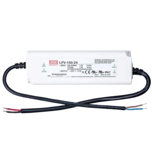Impulsinis maitinimo šaltinis LED 24V 150W 6.3A, IP67, MEAN WELL LPV-150-24