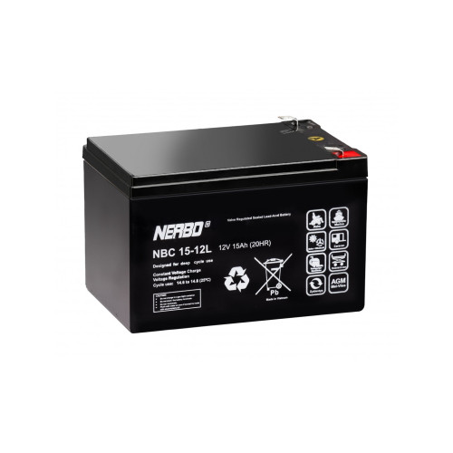 Akumuliatorius 12V 15Ah F2 6.3mm AGM VRLA NERBO NBC15-12L