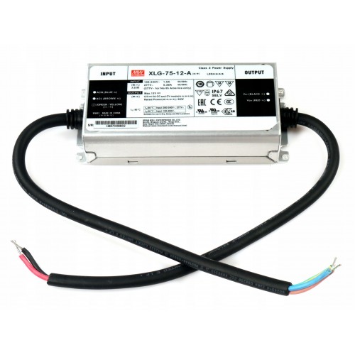 Impulsinis maitinimo šaltinis LED 60W 12V 5A IP67, dimeriuojamas, Mean well XLG-75-12-A Impulsinis maitinimo šaltinis LED 60W 12V 5A IP67, dimeriuojamas, Mean well XLG-75-12-A
