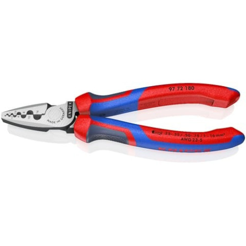 Antgalių užspaudimo replės Knipex 97 72 180 (0,25–16mm²)