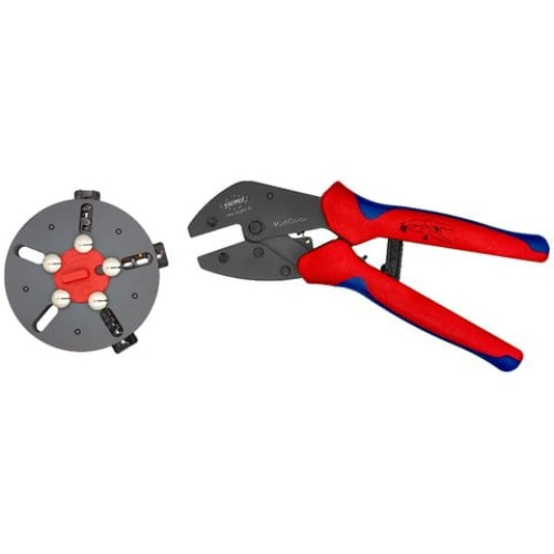 Antgalių užspaudimo replės Knipex 97 33 01 (su skirtingomis užspaudimo formomis)