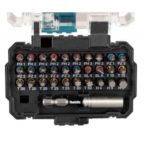 Atsuktuvo antgalių komplektas Makita E-13552 (30 antgalių, magnetinis laikiklis) Atsuktuvo antgalių komplektas Makita E-13552 (30 antgalių, magnetinis laikiklis)
