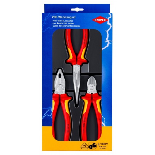 Replių rinkinys elektrikams Knipex 00 20 12 (3 vnt., 1000V) Replių rinkinys elektrikams Knipex 00 20 12 (3 vnt., 1000V)