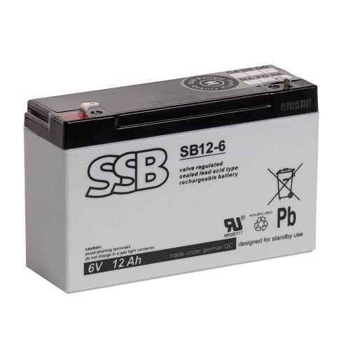 Akumuliatorius (AGM) SSB SB (12Ah, 6V, F1, VRLA) Akumuliatorius (AGM) SSB SB (12Ah, 6V, F1, VRLA)