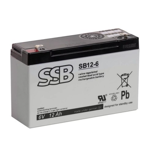 Akumuliatorius (AGM) SSB SB (12Ah, 6V, F1, VRLA)