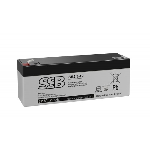Akumuliatorius (AGM) SSB SB (2.3Ah, 12V, F1, VRLA) Akumuliatorius (AGM) SSB SB (2.3Ah, 12V, F1, VRLA)