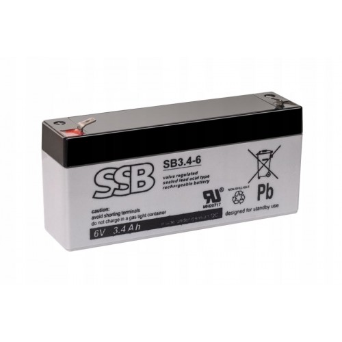 Akumuliatorius (AGM) SSB SB (3.4Ah, 6V, F1, VRLA) Akumuliatorius (AGM) SSB SB (3.4Ah, 6V, F1, VRLA)