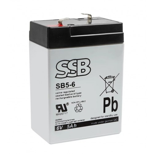 Akumuliatorius (AGM) SSB SB (5Ah, 6V, F1, VRLA)