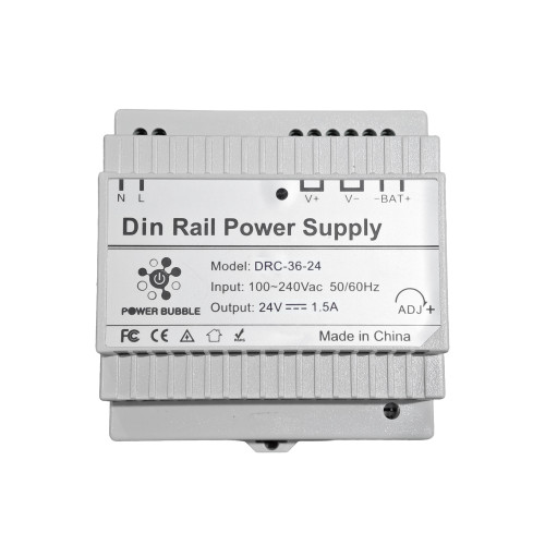 Impulsinis maitinimo šaltinis 24V 36W 1.5A su rezervinio maitinimo funkcija UPS, tvirtinamas ant DIN bėgio