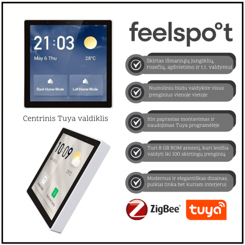 Centrinis Tuya valdiklis Feelspot T6E Wifi, Zigbee, Bluetooth,Centrinis Tuya valdiklis Feelspot T6E Wifi, Zigbee, Bluetooth
