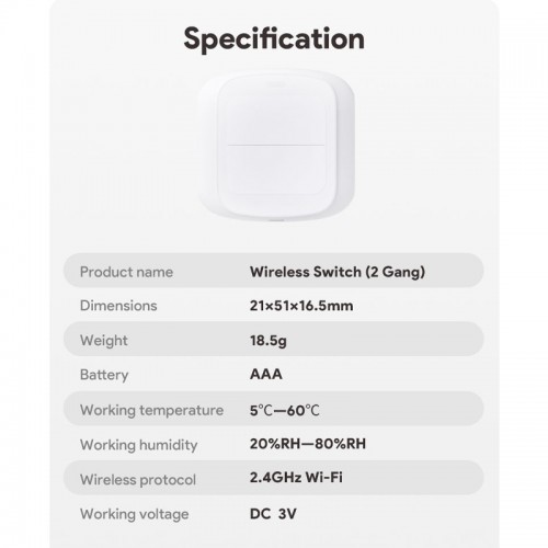 Išmanusis scenarijų jungiklis – mygtukas Feelspot FS-WSW01W Wi-Fi, Tuya Išmanusis scenarijų jungiklis – mygtukas Feelspot FS-WSW01W Wi-Fi, Tuya