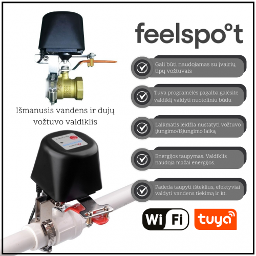 Išmanusis vandens ir dujų vožtuvo valdiklis Feelspot FS-VC01 WiFi Išmanusis vandens ir dujų vožtuvo valdiklis Feelspot FS-VC01 WiFi