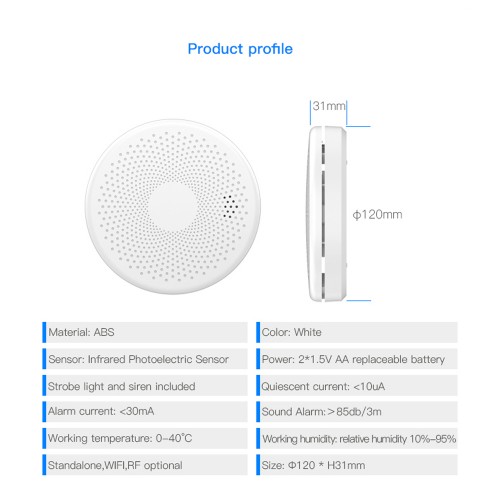 Išmanusis dūmų ir CO jutiklis Feelspot FS-CSS01W WiFi, Tuya Išmanusis dūmų ir CO jutiklis Feelspot FS-CSS01W WiFi, Tuya