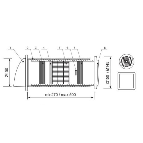 Mini rekuperatorius ECO-FRESH 01 LUX (su pašildymo funkcija)