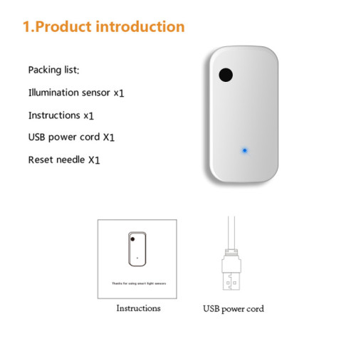 Kambario šviesos ryškumo jutiklis su WIFI Feelspot FS-LBS01W 0-1000 LUX, Tuya