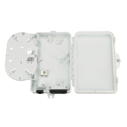 Optinė sieninė dėžutė EX 0691 (plastikinė, SC/LC duplex, 1 kabelio įėjimas, 2 adapteriai, kasetė, be adapterių, 167×102×31 mm)