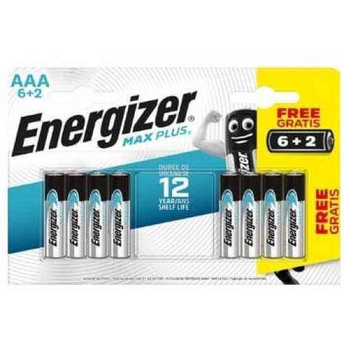 Baterija Energizer Max Plus LR03 AAA 6+2 (8 vnt.) Baterija Energizer Max Plus LR03 AAA 6+2 (8 vnt.)