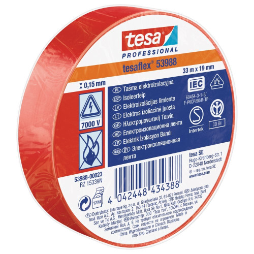 Izoliuojanti juosta TESA (raudona) 20m x 19mm 53988-00021-00 Izoliuojanti juosta TESA (raudona) 20m x 19mm 53988-00021-00