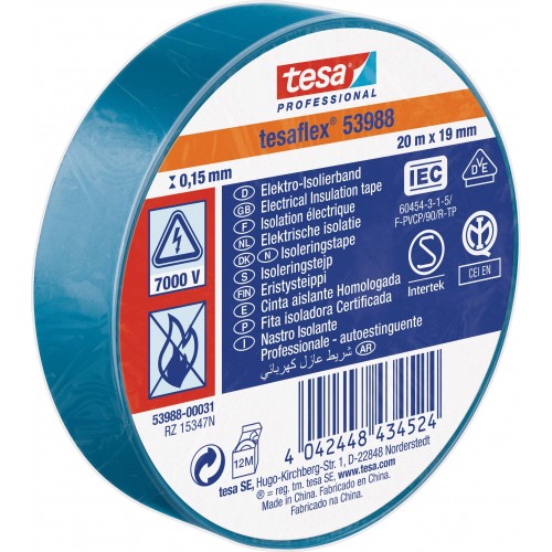 Izoliuojanti juosta TESA (mėlyna) 33m x 19mm 53988-00033-00 Izoliuojanti juosta TESA (mėlyna) 33m x 19mm 53988-00033-00